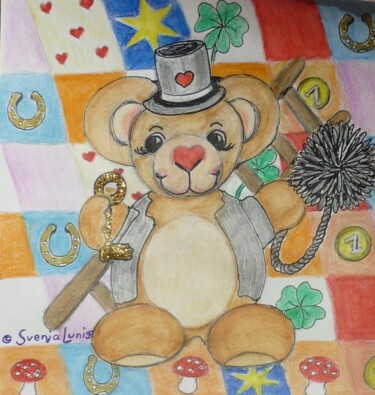 Картина под названием "Glückwunschbären 3…" - Karin Sternberg, Подлинное произведение искусства, Цветные карандаши