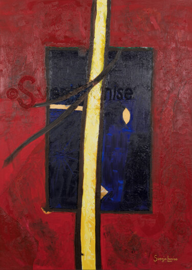 Картина под названием "Rot Blau" - Karin Sternberg, Подлинное произведение искусства, Масло