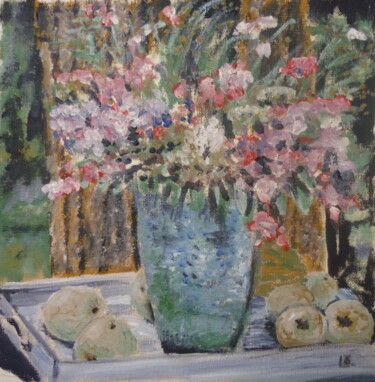Painting titled "Blumenvase" by Karin Sternberg, Original Artwork, Oil