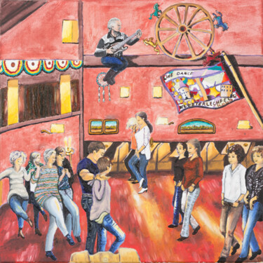 Painting titled "Line Dance" by Karin Sternberg, Original Artwork, Oil