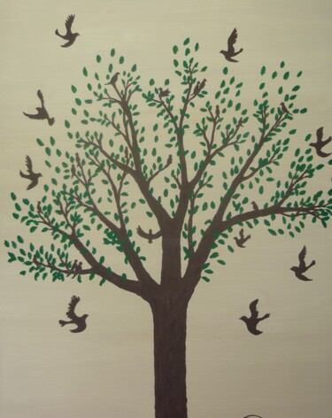 Malerei mit dem Titel "Gäste Stammbaum" von Karin Sternberg, Original-Kunstwerk, Acryl