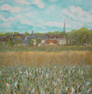 Painting titled "Rund um Schwabmünch…" by Karin Sternberg, Original Artwork, Oil