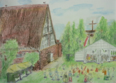 Tekening getiteld "Kirche St. Martin L…" door Karin Sternberg, Origineel Kunstwerk, Aquarel