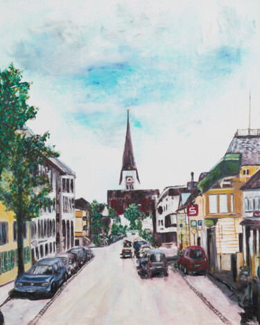 Pintura intitulada "Rund um Schwabmünch…" por Karin Sternberg, Obras de arte originais, Óleo