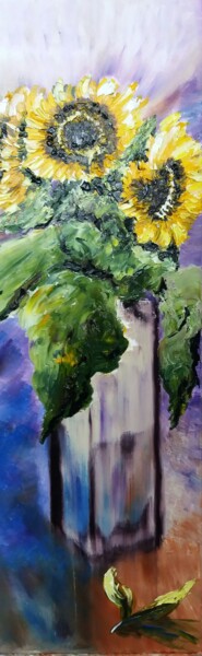 Pintura titulada "Sonnenblumen in Gla…" por Karin Sternberg, Obra de arte original, Oleo