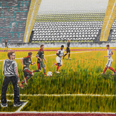 Painting titled "Fußballtrainer" by Karin Sternberg, Original Artwork, Oil