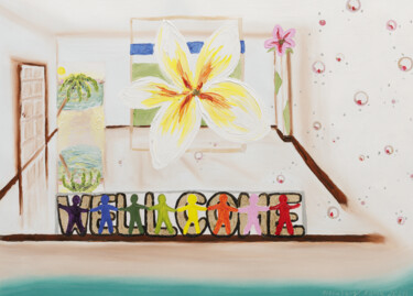 Картина под названием "Wellcome 1" - Karin Sternberg, Подлинное произведение искусства, Масло