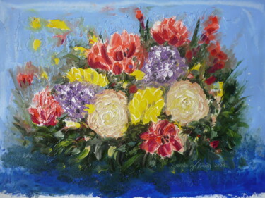 Malerei mit dem Titel "Blumengrüße" von Karin Sternberg, Original-Kunstwerk, Öl