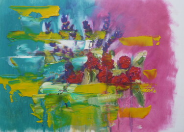 Malerei mit dem Titel "Meine Gartenblumen" von Karin Sternberg, Original-Kunstwerk, Öl