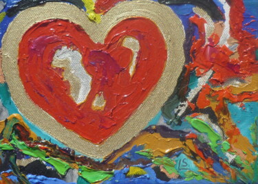 Malerei mit dem Titel "Herz abstrakt" von Karin Sternberg, Original-Kunstwerk, Öl