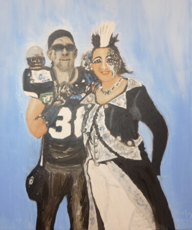 Painting titled "Football Fans" by Karin Sternberg, Original Artwork, Oil