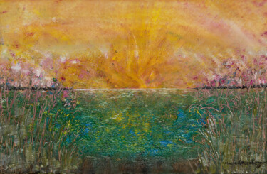 Pittura intitolato "Landschaft 2024 02…" da Karin Sternberg, Opera d'arte originale, Olio