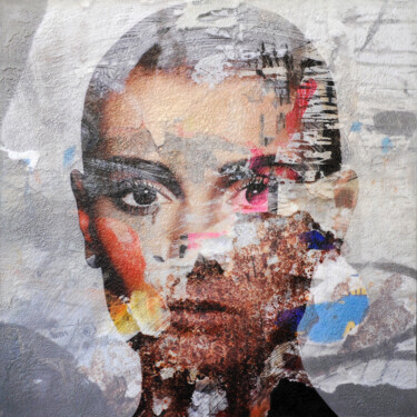 Painting titled "Sinéad O’Connor" by Karin Vermeer, Original Artwork, Manipulated Photography Mounted on Aluminium
