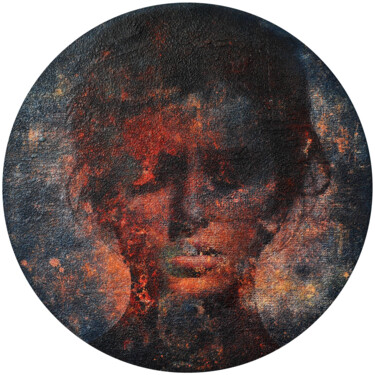 Painting titled "Tigereye round edit…" by Karin Vermeer, Original Artwork, Manipulated Photography Mounted on Wood Panel