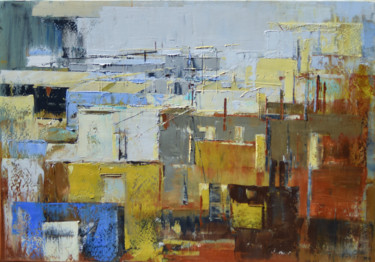 Painting titled "Abstract city 19" by Kariko Ono, Original Artwork, Oil