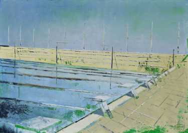 Pittura intitolato "Pool 28" da Kariko Ono, Opera d'arte originale, Olio
