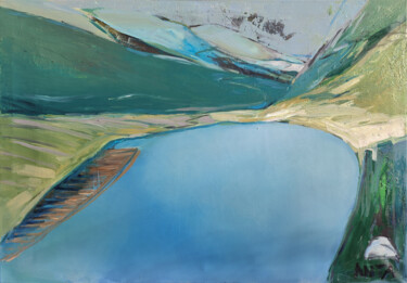 Painting titled "Landscape 18" by Kariko Ono, Original Artwork, Oil Mounted on Wood Stretcher frame