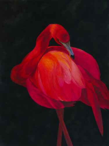 Pittura intitolato "Dark Soul Flamingo" da Karina Danylchuk, Opera d'arte originale, Acquarello