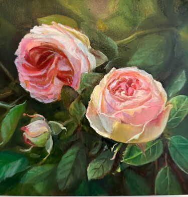 Peinture intitulée "Симфония роз" par Karina Frolova, Œuvre d'art originale, Huile