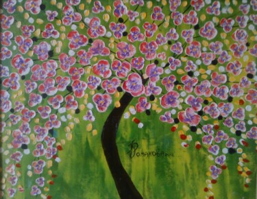 Painting titled "Дикое дерево" by Karina Romanova (Clementina), Original Artwork, Oil Mounted on Cardboard