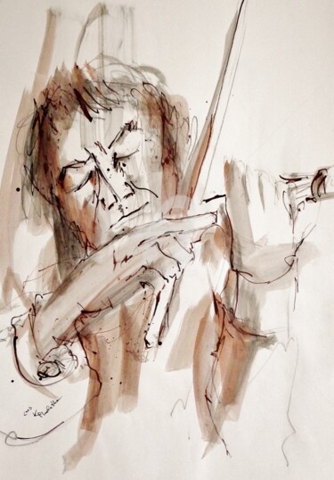 Dibujo titulada "Musician" por Karina Plachetka, Obra de arte original, Tinta