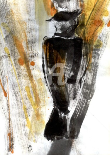 Рисунок под названием "Black bird" - Karina Plachetka, Подлинное произведение искусства, Чернила
