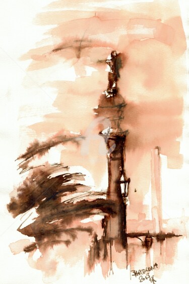 Painting titled "Barcelona sketches" by Karina Plachetka, Original Artwork, Ink