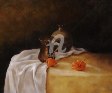 Painting titled "2 Physalis" by Karina Plachetka, Original Artwork, Oil