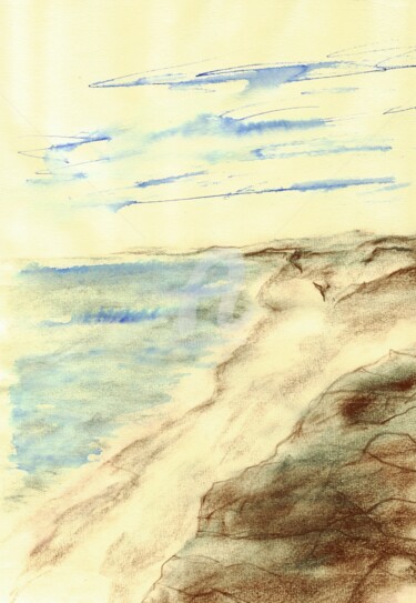 Zeichnungen mit dem Titel "Fuerteventura coast" von Karina Plachetka, Original-Kunstwerk, Kreide