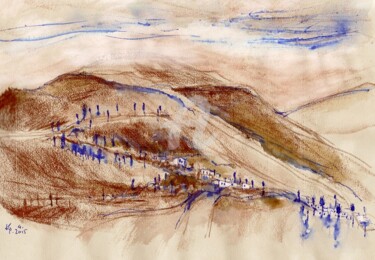 Zeichnungen mit dem Titel "Fuerteventura Mount…" von Karina Plachetka, Original-Kunstwerk, Kreide