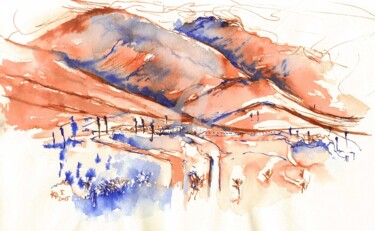 Pittura intitolato "Canarias landscapes" da Karina Plachetka, Opera d'arte originale, Inchiostro