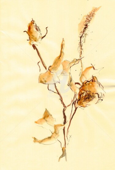 Dibujo titulada "Ink Flowers Collect…" por Karina Plachetka, Obra de arte original, Tinta