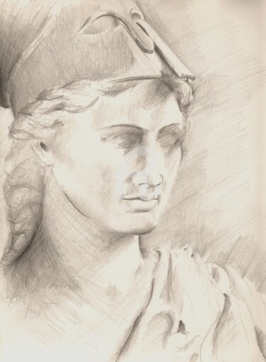 Disegno intitolato "Athena of Velletri" da Karina Plachetka, Opera d'arte originale, Matita