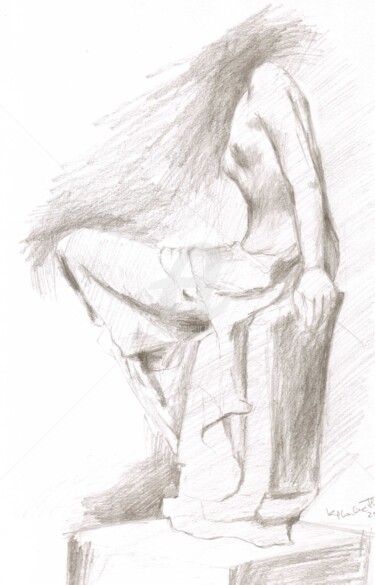 Drawing titled "Ancient sculpture d…" by Karina Plachetka, Original Artwork, Pencil