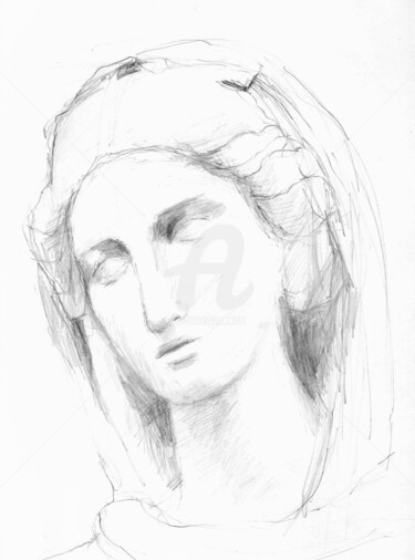 Drawing titled "Ancient sculpture d…" by Karina Plachetka, Original Artwork, Pencil