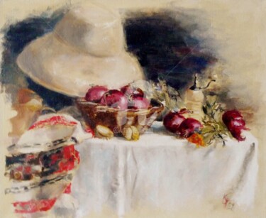 Schilderij getiteld "Red onions" door Karina Plachetka, Origineel Kunstwerk