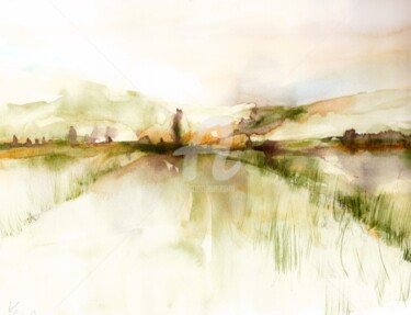 Malerei mit dem Titel "Watercolor Landscape" von Karina Plachetka, Original-Kunstwerk, Aquarell