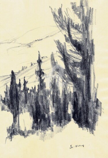 Zeichnungen mit dem Titel "Georgioupolis Lands…" von Karina Plachetka, Original-Kunstwerk, Bleistift