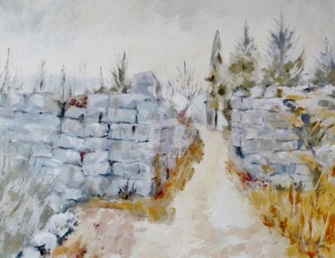 Painting titled "Old path in Greece" by Karina Plachetka, Original Artwork, Oil