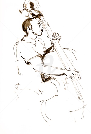 Рисунок под названием "Jazz musicians_1" - Karina Plachetka, Подлинное произведение искусства, Чернила