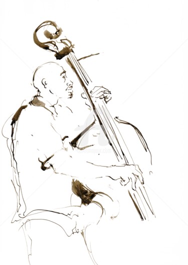 Drawing titled "Jazz musicians_6" by Karina Plachetka, Original Artwork, Ink