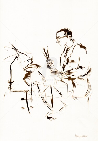 Drawing titled "Jazz musicians_11" by Karina Plachetka, Original Artwork, Ink