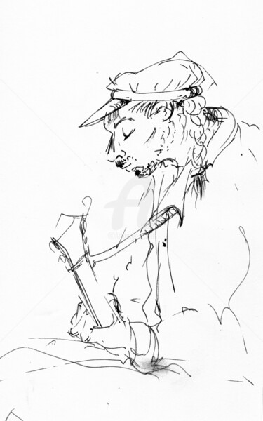 Drawing titled "Jazz musicians_14" by Karina Plachetka, Original Artwork, Ink