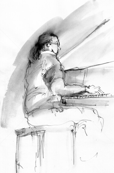 Zeichnungen mit dem Titel "Jazz musicians_15" von Karina Plachetka, Original-Kunstwerk, Marker
