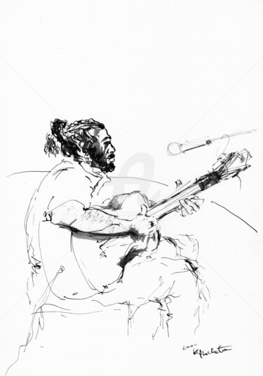 Zeichnungen mit dem Titel "Jazz musicians_16" von Karina Plachetka, Original-Kunstwerk, Tinte
