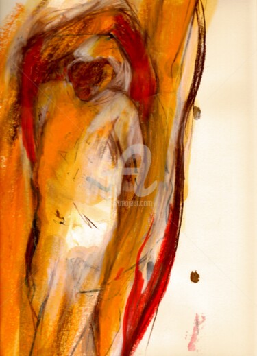 Dessin intitulée "Framed figure" par Karina Plachetka, Œuvre d'art originale, Pastel