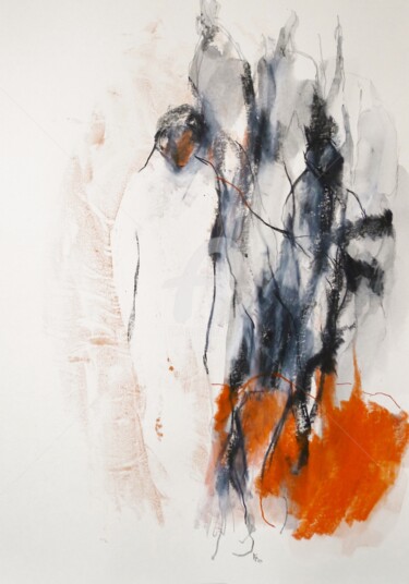 Dessin intitulée "Abstract figure" par Karina Plachetka, Œuvre d'art originale, Pastel