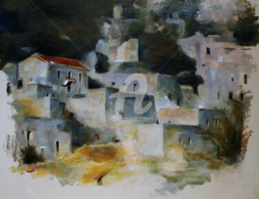 Malerei mit dem Titel "Greek abdandoned Vi…" von Karina Plachetka, Original-Kunstwerk, Öl