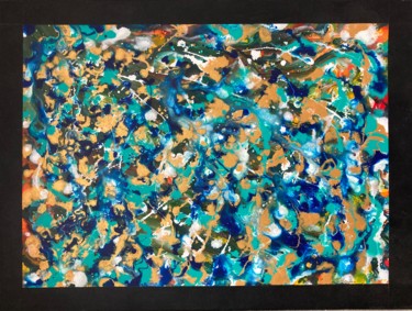 Painting titled "Fonds marins (1)" by Karina Y, Original Artwork, Acrylic Mounted on Wood Stretcher frame
