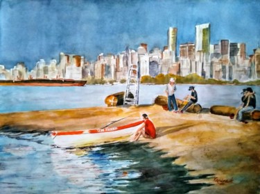Malarstwo zatytułowany „Locarno Beach, Vanc…” autorstwa Karine Andriasyan, Oryginalna praca, Akwarela